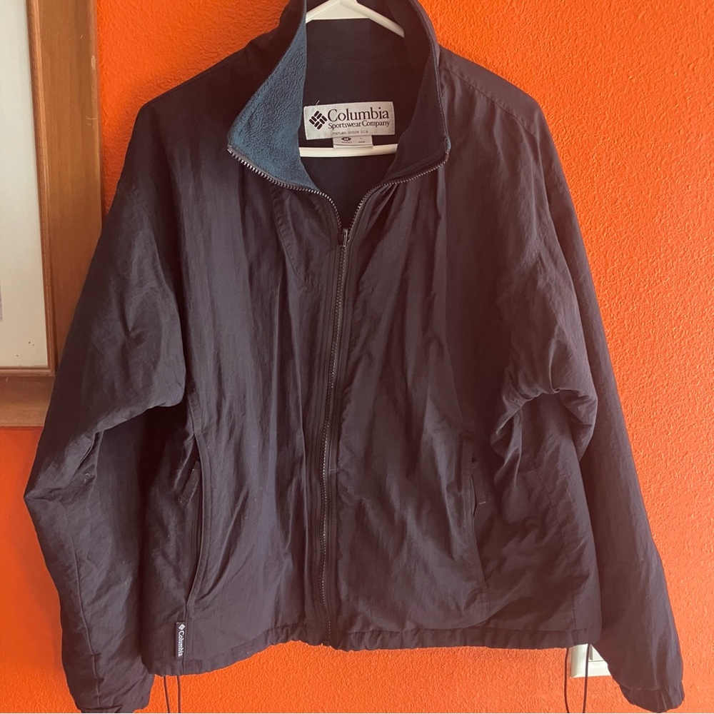 Columbia Black Utility Jacket with Stand-Up‎ Collar and Water-Resistant Fabric